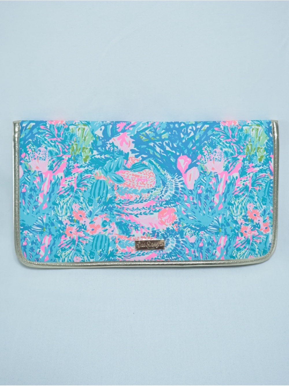Lilly Pulitzer Turquoise, Pink & Green Tropical Print Clutch Wallet